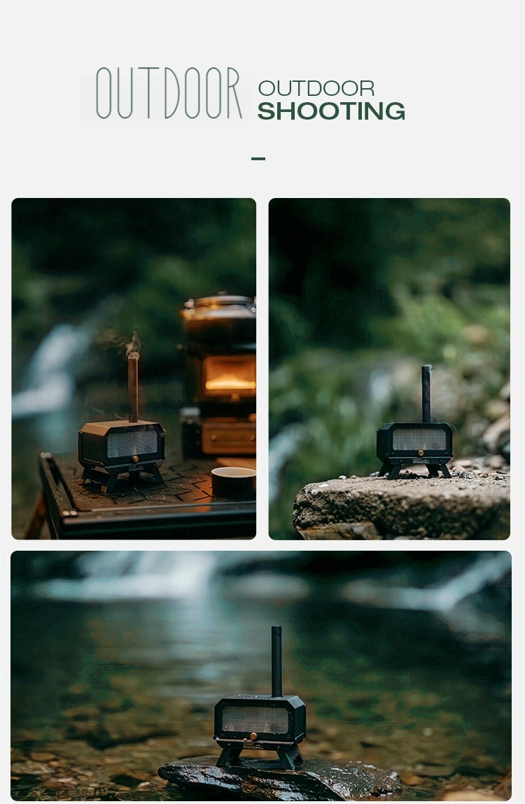 Chimney Glow(MINI Black/Silver)-Portable Mini Aroma Diffuser with Foldable Fire Pit - Indoor & Outdoor Use, Desk & Bedroom Décor, Camping, Travel