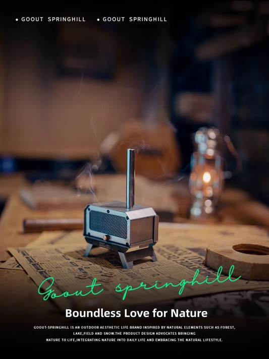 Chimney Glow(MINI Black/Silver)-Portable Mini Aroma Diffuser with Foldable Fire Pit - Indoor & Outdoor Use, Desk & Bedroom Décor, Camping, Travel