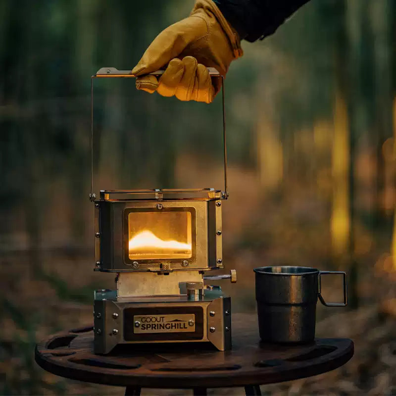 Ember Cascade-SILK FLAME, Vintage Tabletop Heater,Tea Brewing, Ambiance - Indoor & Outdoor Use, Camping, Travel,fire pit