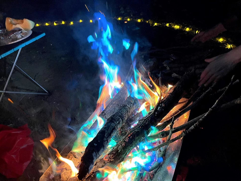 Chromaora—Rainbow Flame Dust,Safe Mineral Blend for Vibrant Flames,Campfire & Ritual Fire Enhancer