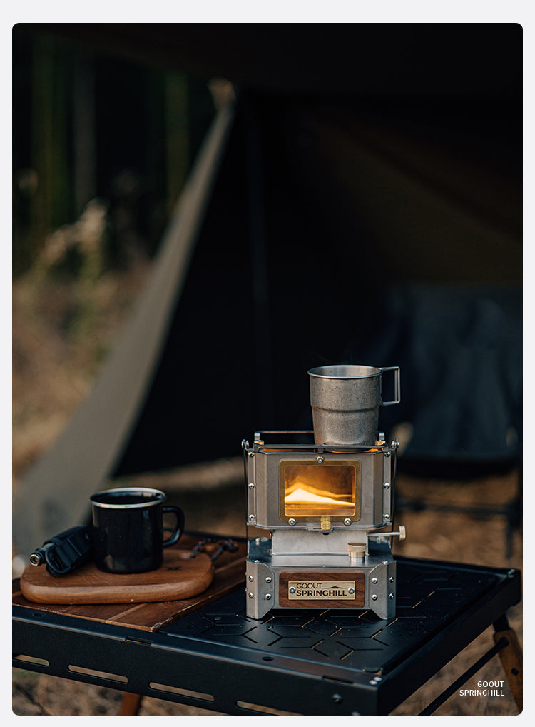 Ember Cascade-SILK FLAME, Vintage Tabletop Heater,Tea Brewing, Ambiance - Indoor & Outdoor Use, Camping, Travel,fire pit