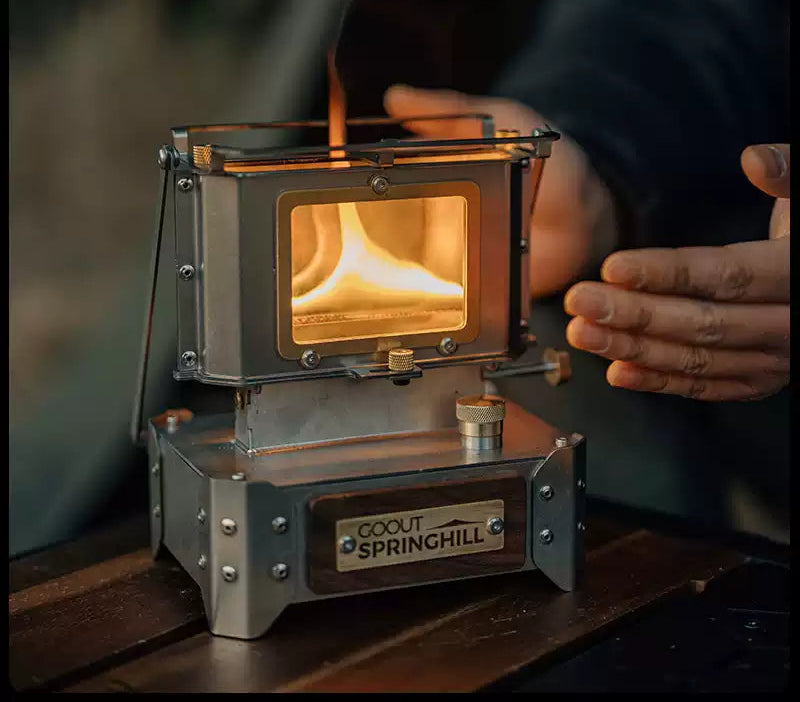 Ember Cascade-SILK FLAME, Vintage Tabletop Heater,Tea Brewing, Ambiance - Indoor & Outdoor Use, Camping, Travel,fire pit