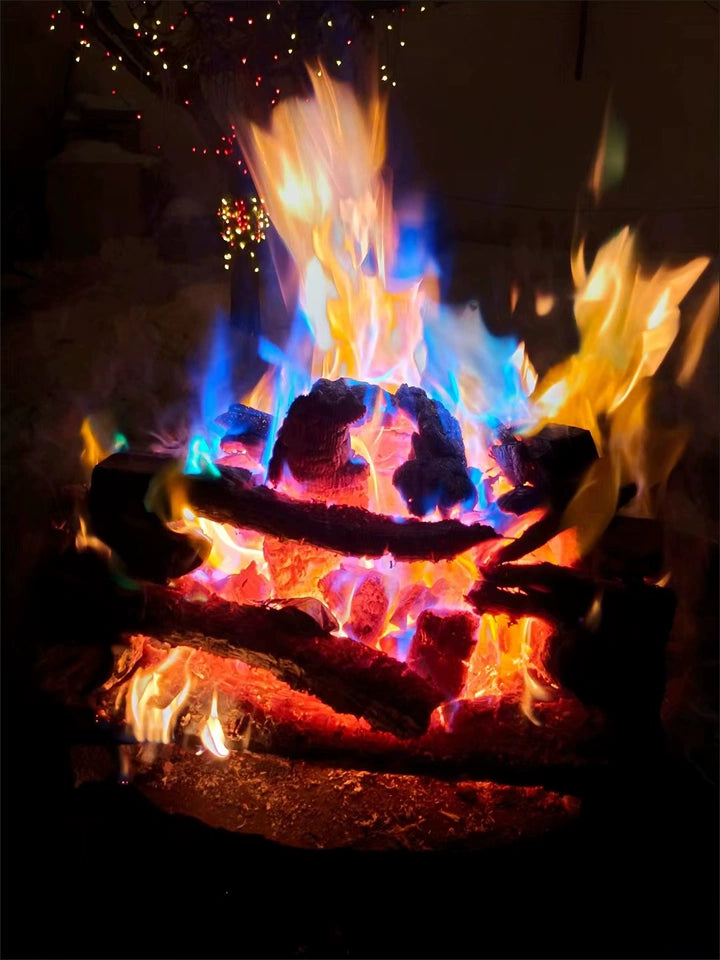 Chromaora—Rainbow Flame Dust,Safe Mineral Blend for Vibrant Flames,Campfire & Ritual Fire Enhancer