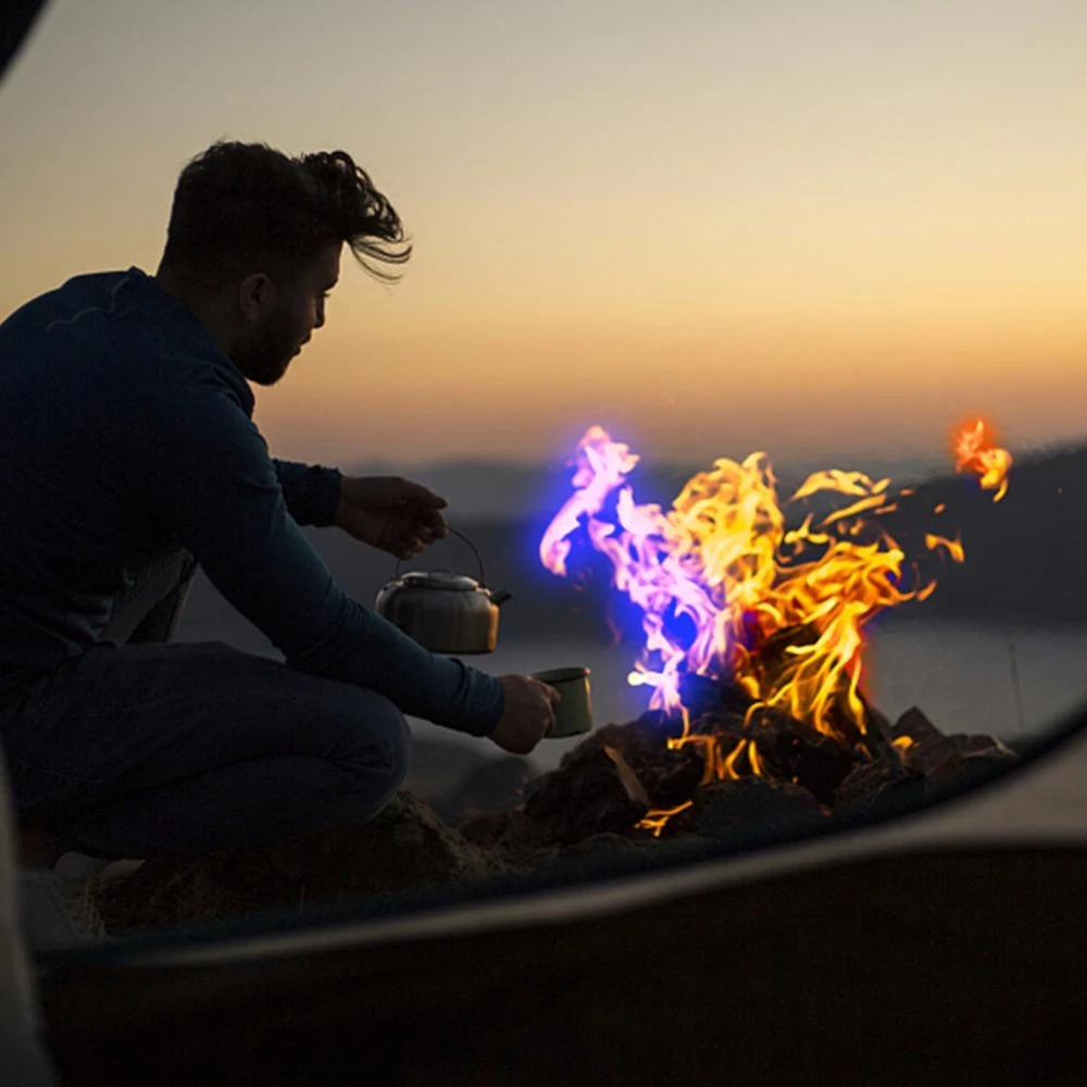 Chromaora—Rainbow Flame Dust,Safe Mineral Blend for Vibrant Flames,Campfire & Ritual Fire Enhancer