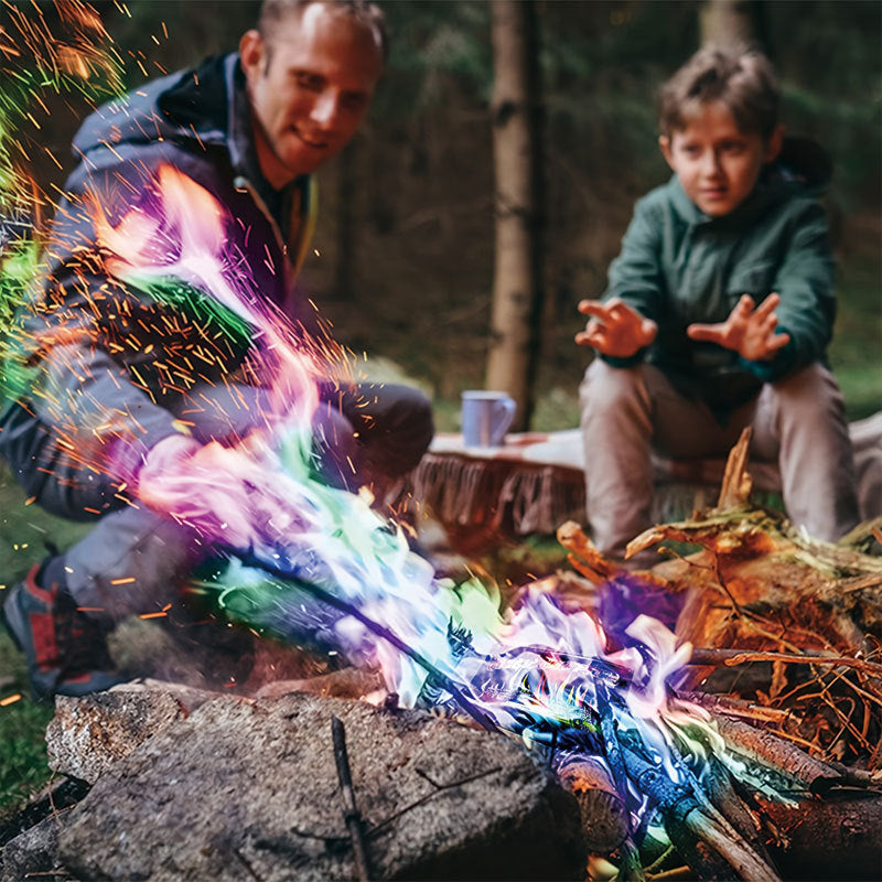Chromaora—Rainbow Flame Dust,Safe Mineral Blend for Vibrant Flames,Campfire & Ritual Fire Enhancer
