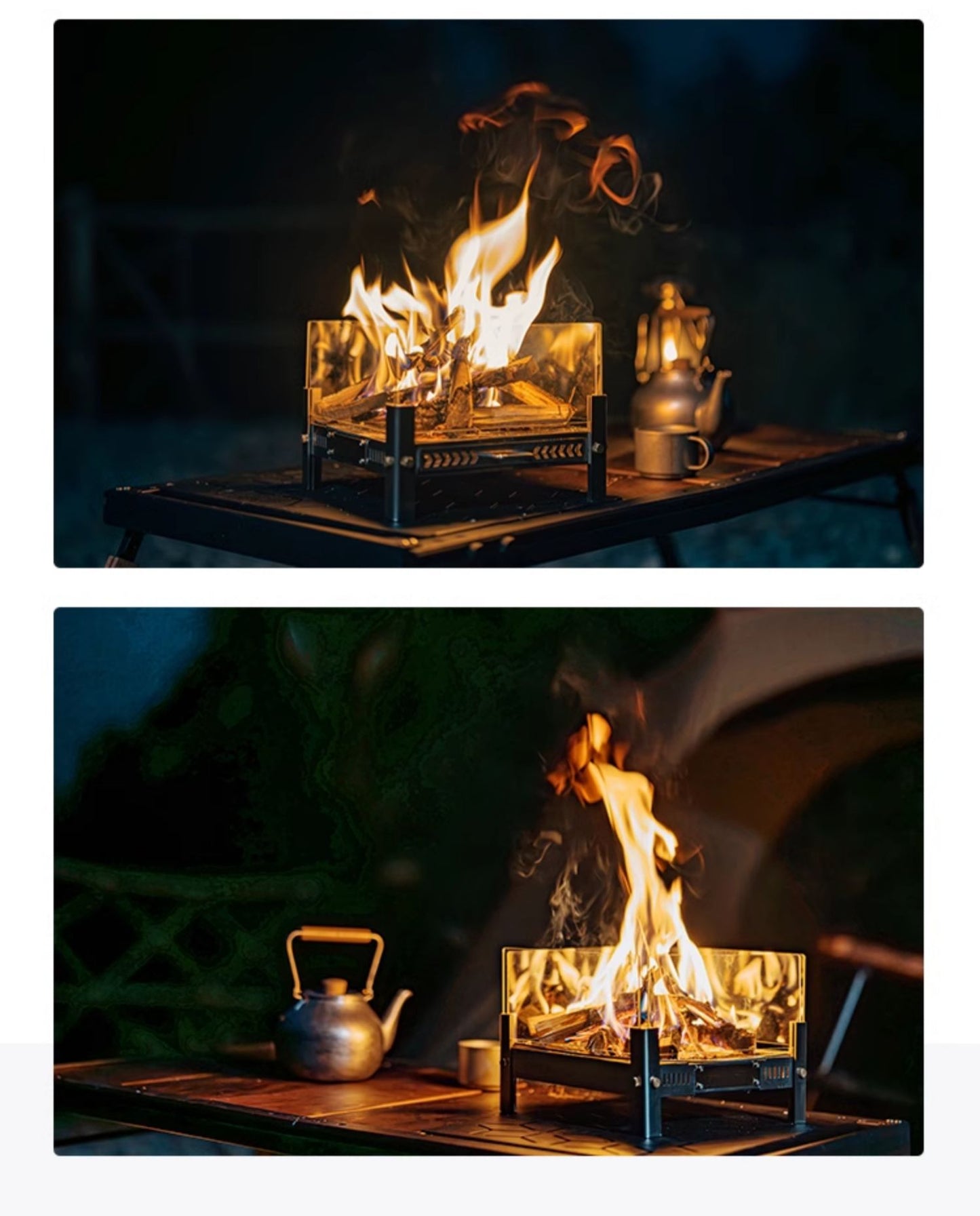 Celestial Fire Altar-Ethanol/ Wood Burner with 360° View for Indoor Zen Decor & Camping,Mindfulness Tool, Stress Relief