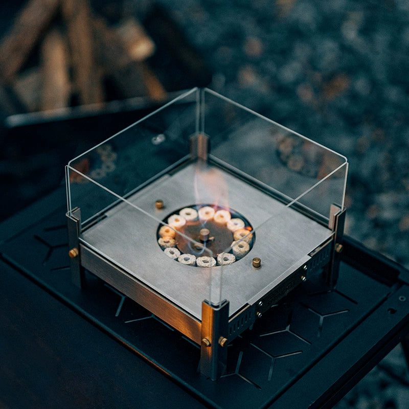 Celestial Fire Altar-Ethanol/ Wood Burner with 360° View for Indoor Zen Decor & Camping,Mindfulness Tool, Stress Relief