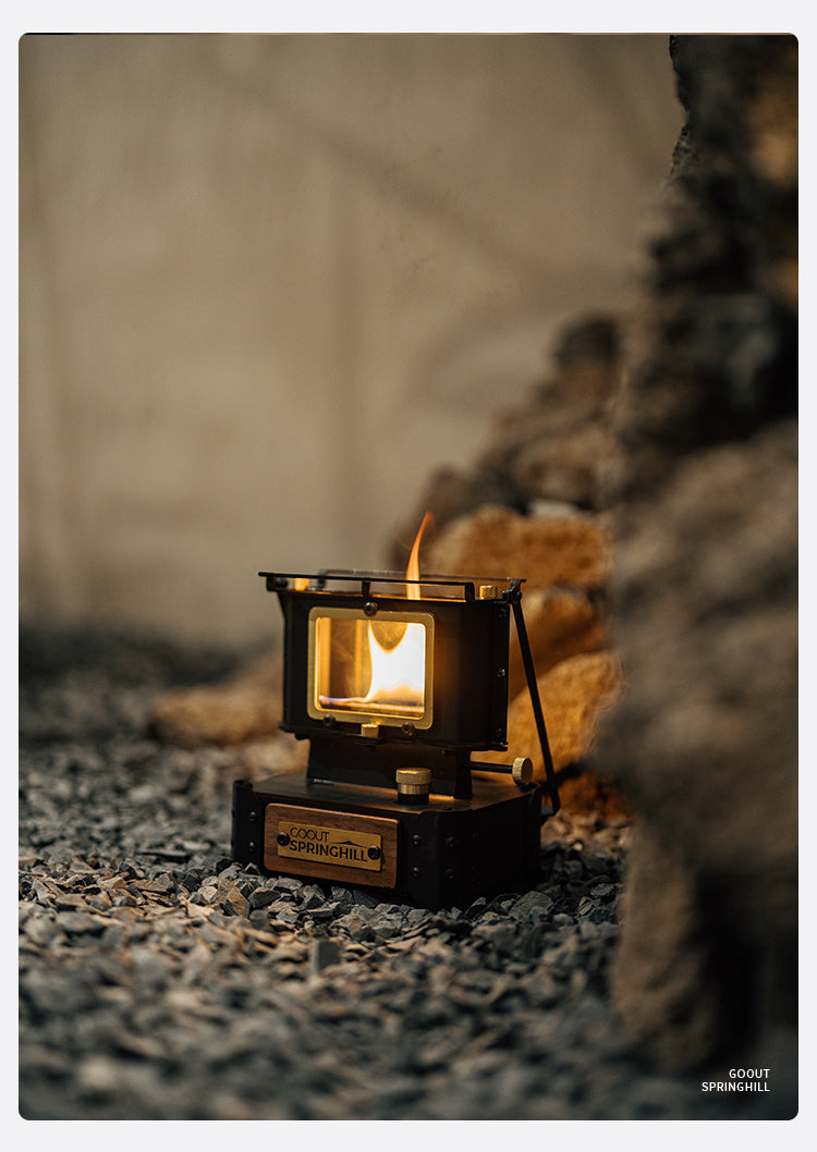 Ember Cascade-SILK FLAME, Vintage Tabletop Heater，Tea Brewing， Ambiance - Indoor & Outdoor Use, Camping, Travel，fire pit